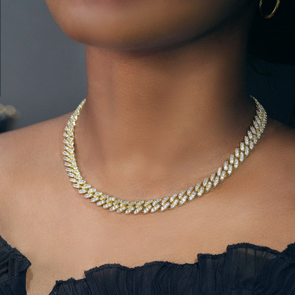 8MM Iced Cuban Link In 18K Gold