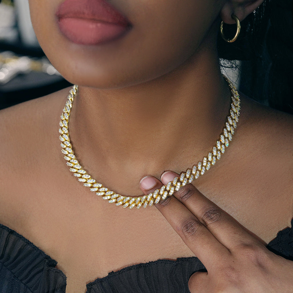 8MM Iced Cuban Link In 18K Gold