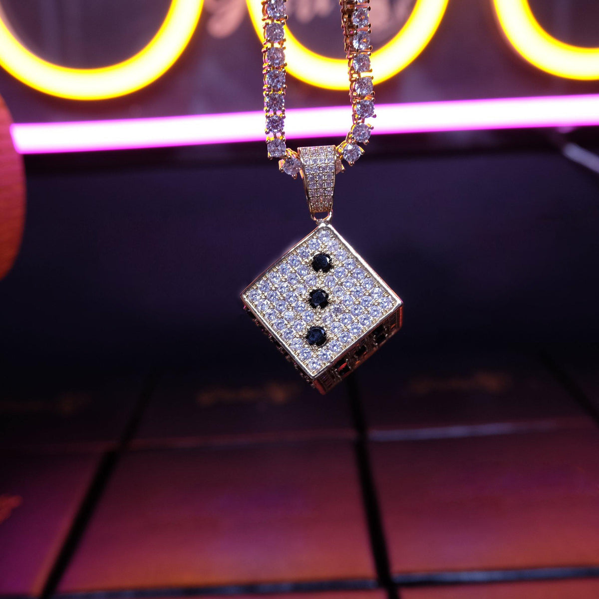 Two-tone CZ Black And White Dice Pendant Jewelry – The GUU Shop