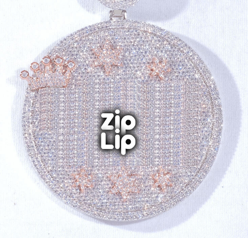 CUSTOM LETTER NECKLACE 3D BIG CROWN DISC