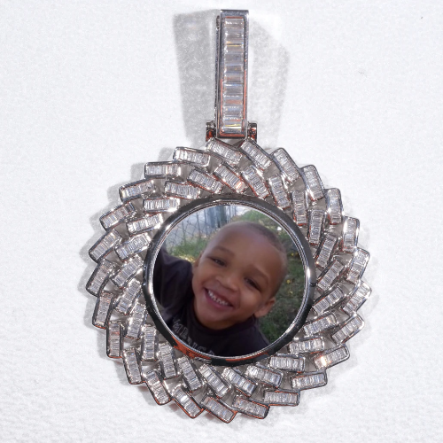 Large 3D Baguette Custom Picture Pendant