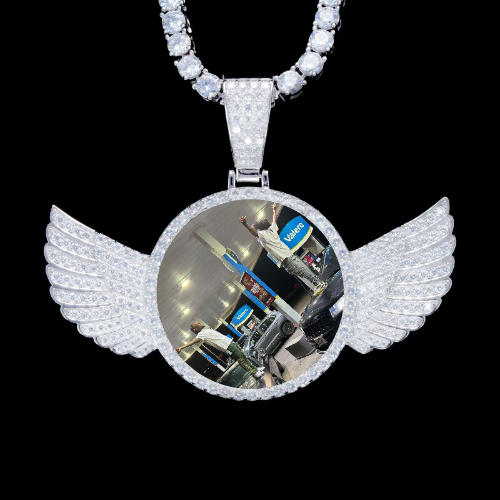 925S & VVS Moissanite 3D Wing Custom Picture Pendant