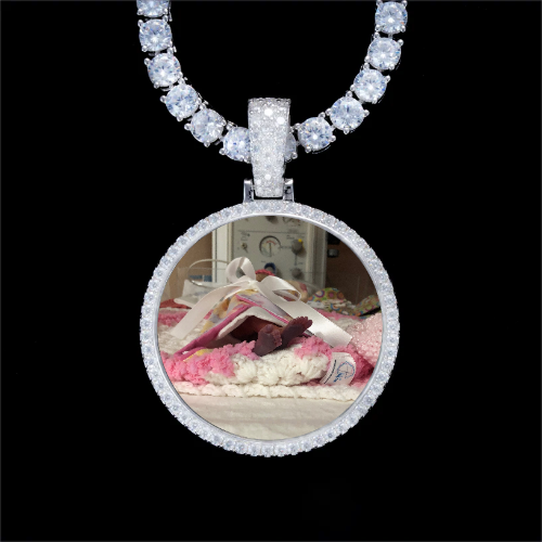 925S & VVS Moissanite 3D Circle Custom Picture Pendant