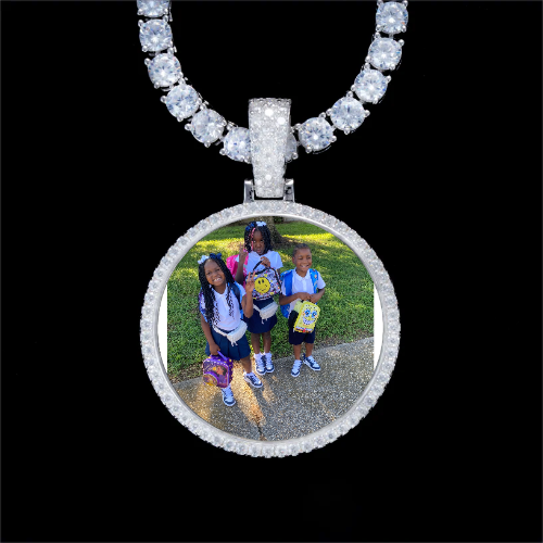 925S & VVS Moissanite 3D Circle Custom Picture Pendant