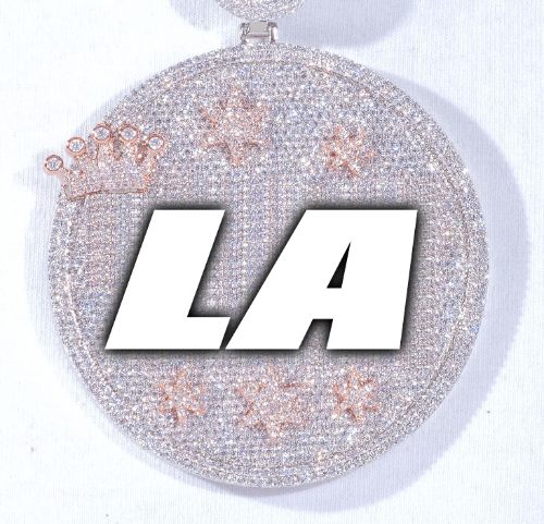 CUSTOM LETTER NECKLACE 3D BIG CROWN DISC