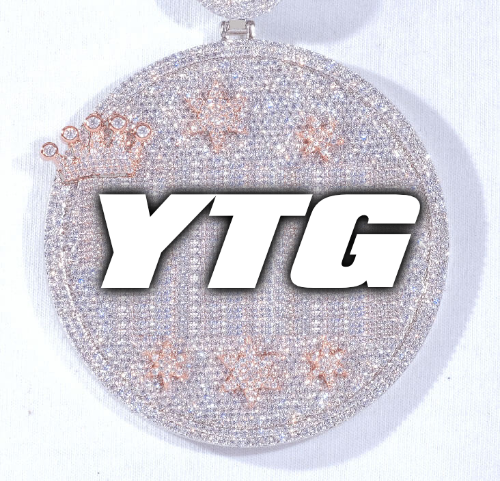CUSTOM LETTER NECKLACE 3D BIG CROWN DISC