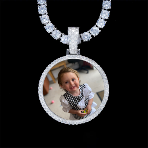 925S & VVS Moissanite 3D Circle Custom Picture Pendant
