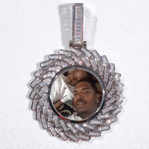 Large 3D Baguette Custom Picture Pendant