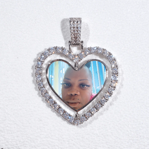 3D Spinning 2-Faced Heart Custom Picture Pendant
