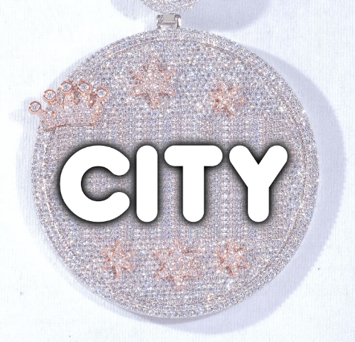CUSTOM LETTER NECKLACE 3D BIG CROWN DISC