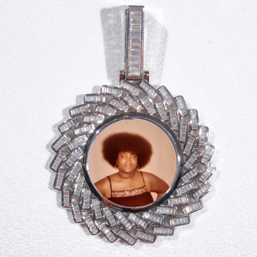 Large 3D Baguette Custom Picture Pendant