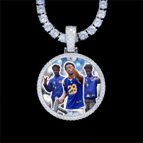 925S & VVS Moissanite 3D Circle Custom Picture Pendant