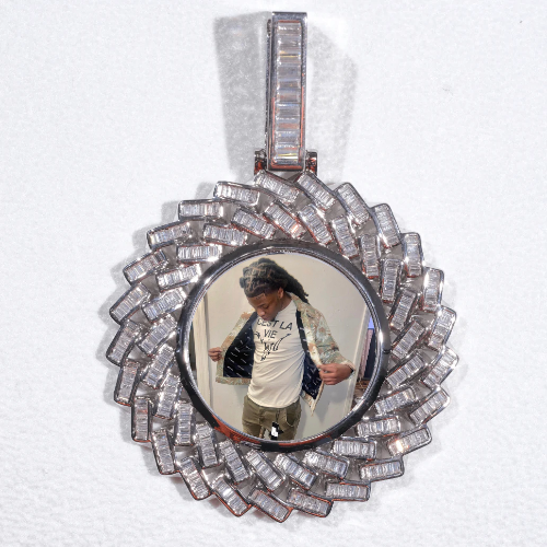 Large 3D Baguette Custom Picture Pendant