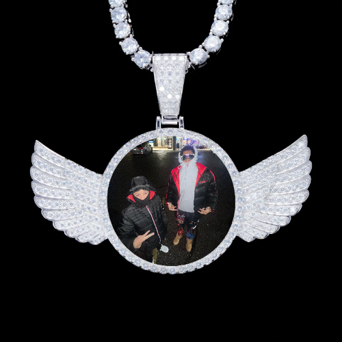 925S & VVS Moissanite 3D Wing Custom Picture Pendant