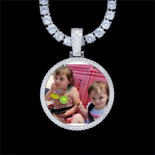 925S & VVS Moissanite 3D Circle Custom Picture Pendant
