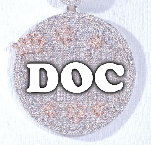 CUSTOM LETTER NECKLACE 3D BIG CROWN DISC
