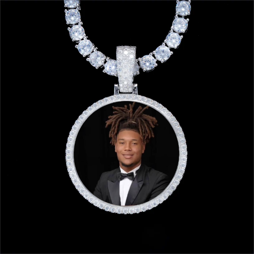 925S & VVS Moissanite 3D Circle Custom Picture Pendant