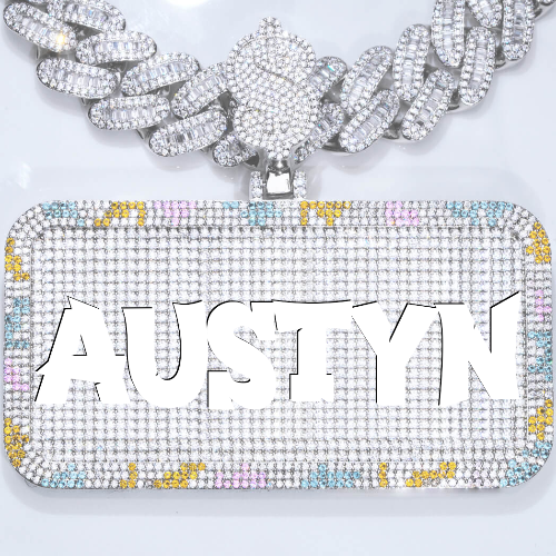 CUSTOM LETTER NECKLACE 3D COLORFUL SQUARE