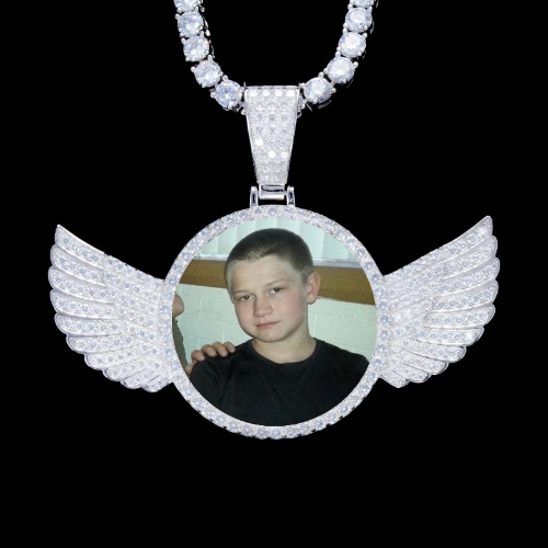 925S & VVS Moissanite 3D Wing Custom Picture Pendant