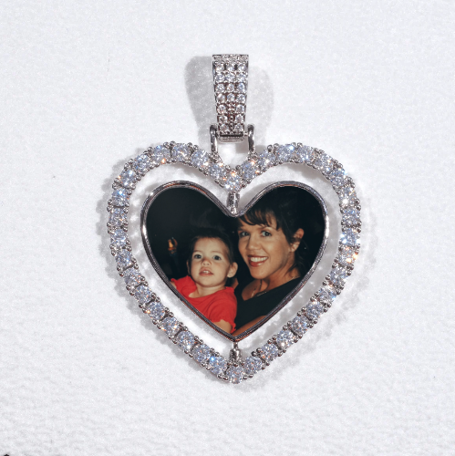 3D Spinning 2-Faced Heart Custom Picture Pendant