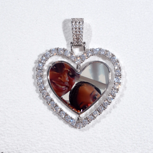 3D Spinning 2-Faced Heart Custom Picture Pendant