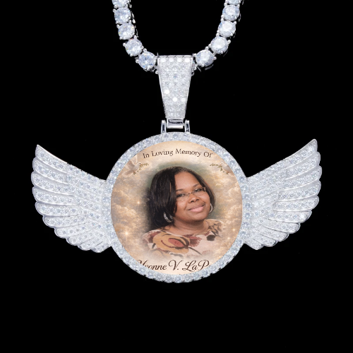 925S & VVS Moissanite 3D Wing Custom Picture Pendant