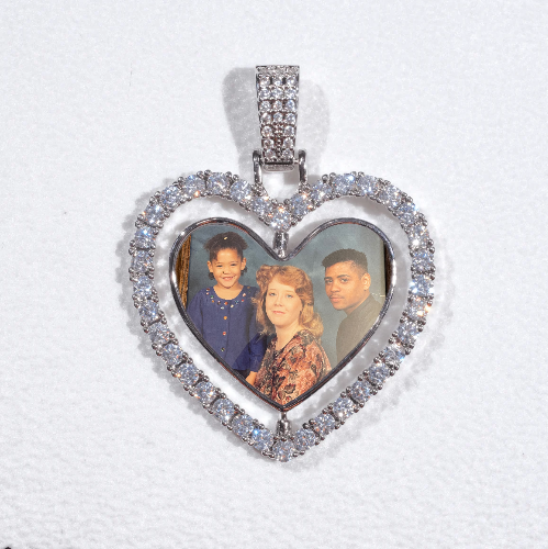 3D Spinning 2-Faced Heart Custom Picture Pendant