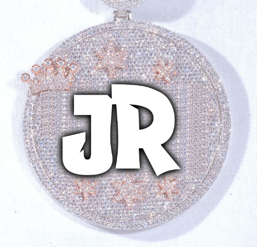 CUSTOM LETTER NECKLACE 3D BIG CROWN DISC