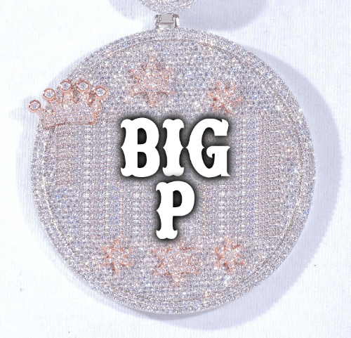 CUSTOM LETTER NECKLACE 3D BIG CROWN DISC