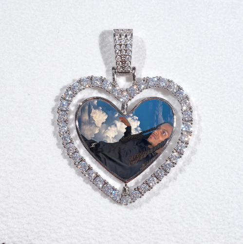 3D Spinning 2-Faced Heart Custom Picture Pendant