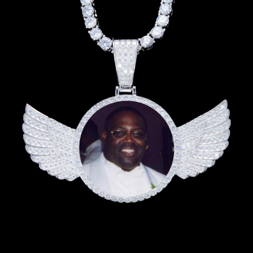 925S & VVS Moissanite 3D Wing Custom Picture Pendant