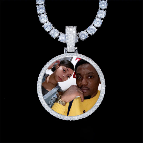 925S & VVS Moissanite 3D Circle Custom Picture Pendant