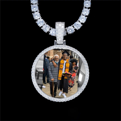 925S & VVS Moissanite 3D Circle Custom Picture Pendant