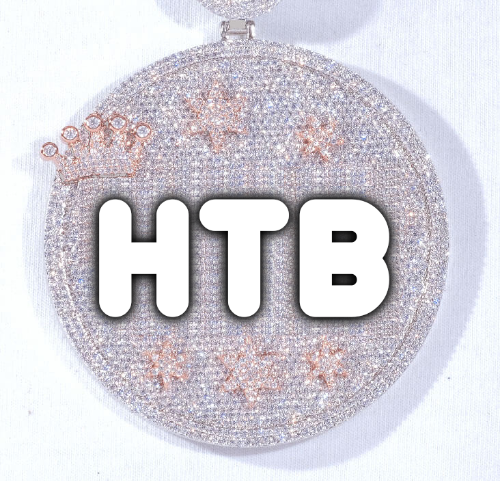 CUSTOM LETTER NECKLACE 3D BIG CROWN DISC