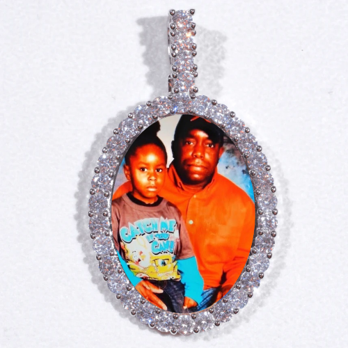 Large 3D Oval Custom Picture Pendant