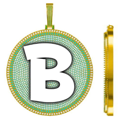 CUSTOM LETTER NECKLACE 3D BIG DISC