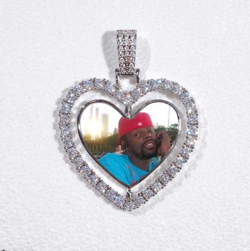 3D Spinning 2-Faced Heart Custom Picture Pendant