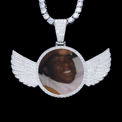 925S & VVS Moissanite 3D Wing Custom Picture Pendant