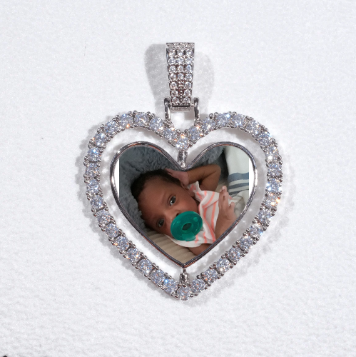 3D Spinning 2-Faced Heart Custom Picture Pendant