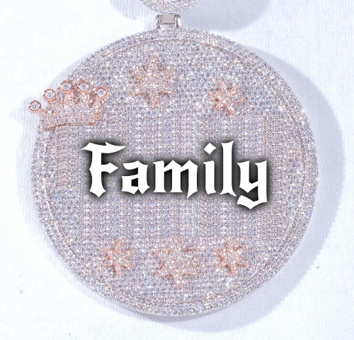 CUSTOM LETTER NECKLACE 3D BIG CROWN DISC