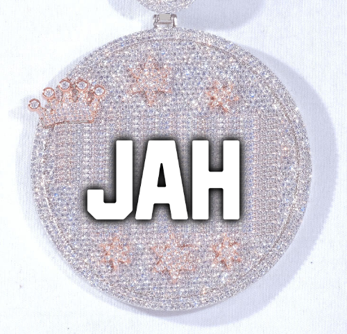 CUSTOM LETTER NECKLACE 3D BIG CROWN DISC