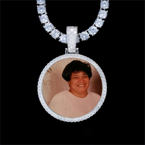 925S & VVS Moissanite 3D Circle Custom Picture Pendant