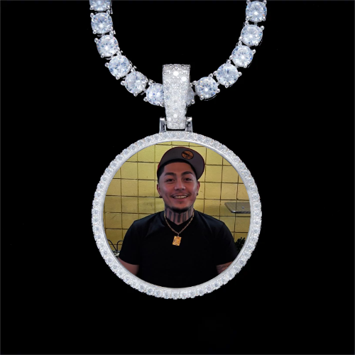925S & VVS Moissanite 3D Circle Custom Picture Pendant