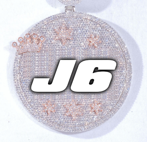 CUSTOM LETTER NECKLACE 3D BIG CROWN DISC