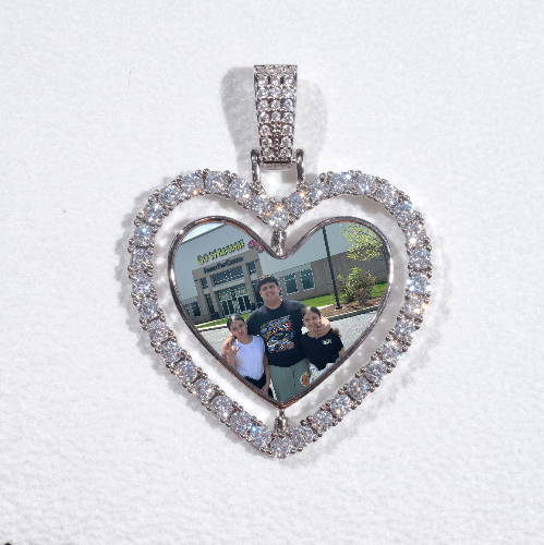 3D Spinning 2-Faced Heart Custom Picture Pendant