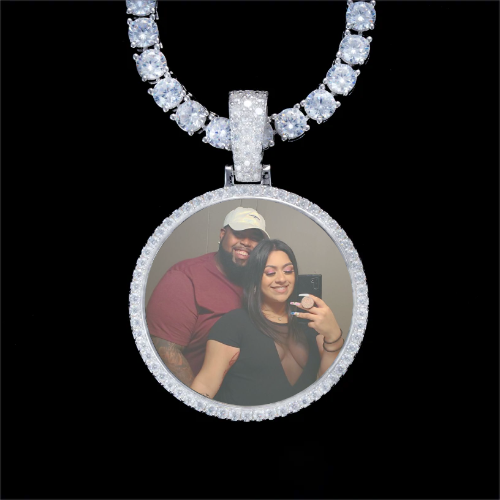 925S & VVS Moissanite 3D Circle Custom Picture Pendant