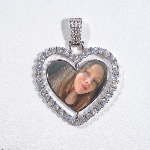 3D Spinning 2-Faced Heart Custom Picture Pendant