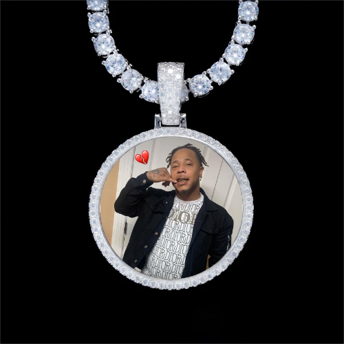 925S & VVS Moissanite 3D Circle Custom Picture Pendant