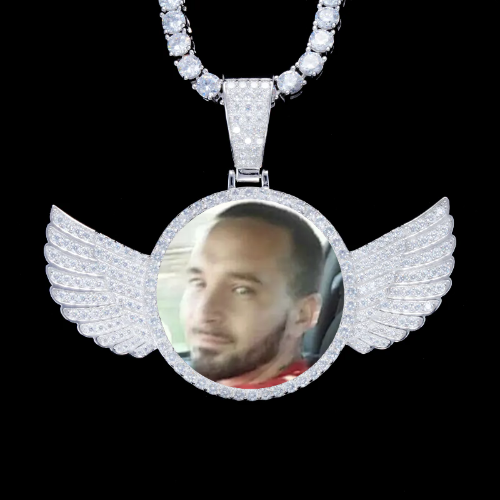 925S & VVS Moissanite 3D Wing Custom Picture Pendant