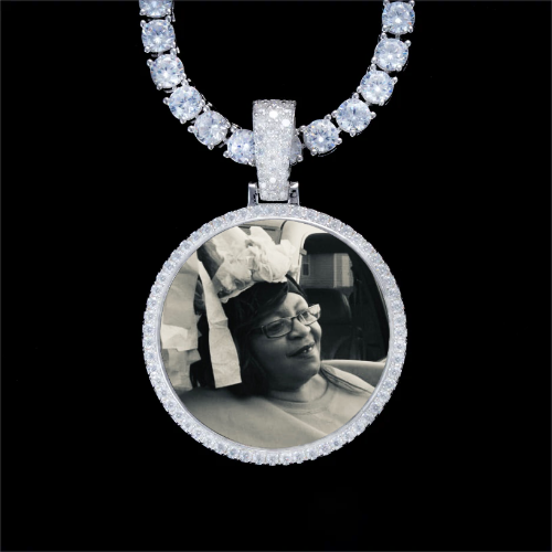 925S & VVS Moissanite 3D Circle Custom Picture Pendant